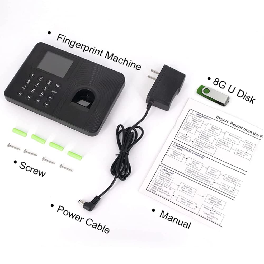 Display LCD da 2,4 pollici biometrico impronte digitali password presenze sistema di controllo registratore tempo dipendenti piccola impresa USB Download dati tempo orologio registratore
