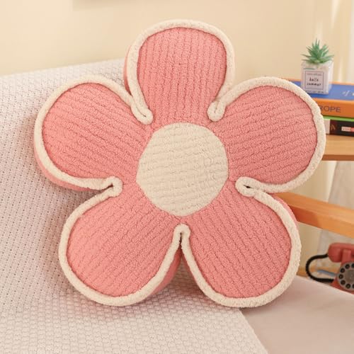 Menoeceus Flower Pillow 15.7 Inch Round Throw Pillow Soft Floor Pillow Decorative Throw Pillow Cute Flower Seating Cushion Plush Striped Pillow For Couch Bed Chair cover