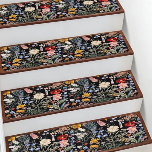 Protectores de escalera para interiores de flores florales de primavera 2