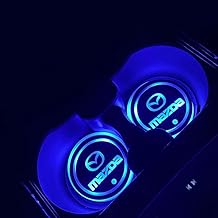 Hocasen マツダ LEDコースター カップホルダー 7色 RGB 明るさセンサー 自動点灯消灯 イルミネーション 車載 車用 丸型 ドリンクホルダー ボトルコースター 2個セット (マツダ)