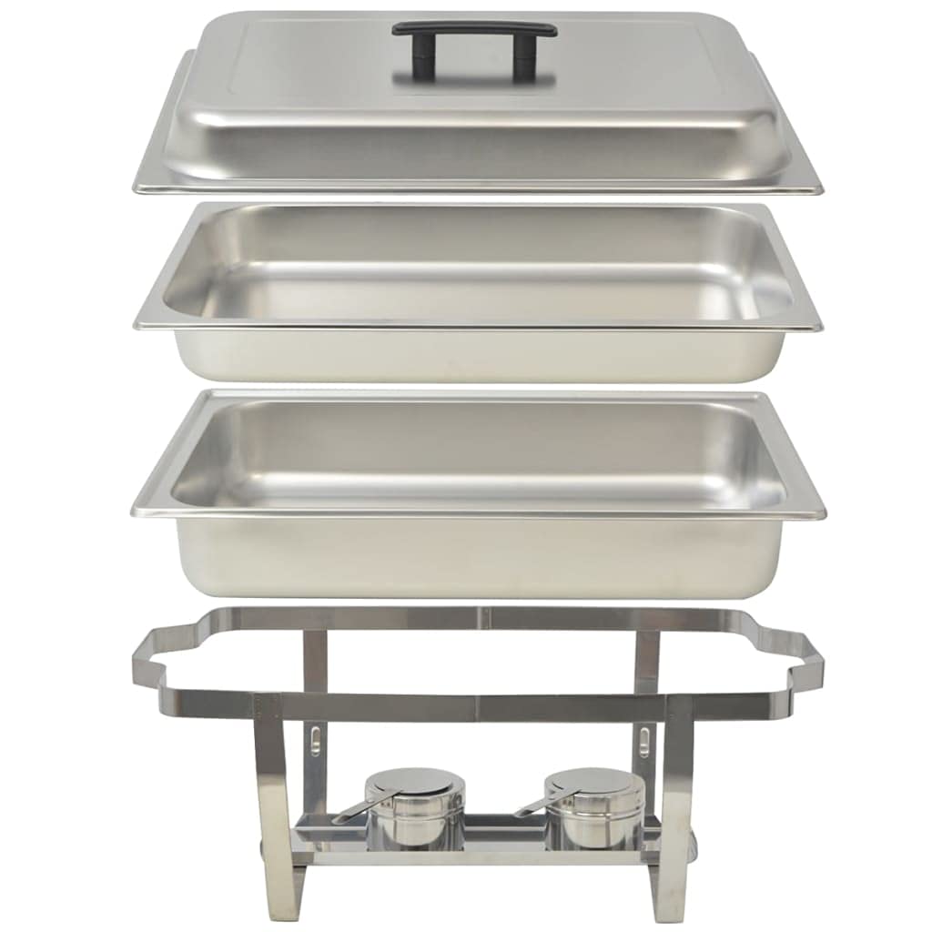 Chafing Dish - Set di 2 scaldavivande in acciaio inox con stazione di servizio Bainmarie per catering, gastronomia, feste, cucina, sala da pranzo, ristorante, hotel, feste, brunch, banchetti
