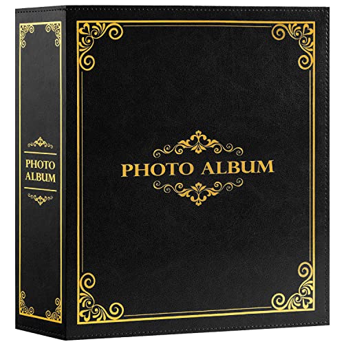 Album Photo Traditionnel 10x15 Pochette, Grand Format Album Photo de Classe avec Pochette Plastique 1000 Horizontal Vertical Photos Noir