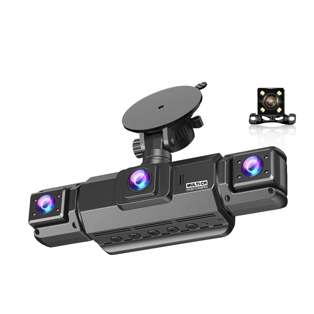 Dashcam 4 Caméras Enregistreur de Voiture - HD 1080P(Avant) 720P(Intérieur×2 & Arrière) sans WiFi 64GB Carte Mémoire, Écran IPS 3" Vision Nocturne (JLYJJS0101)