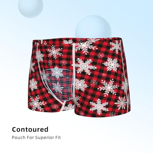 Boys' Cotton Boxer Brief Soft Underwear-Snowflakes On A Buffalo Plaid Christmas4