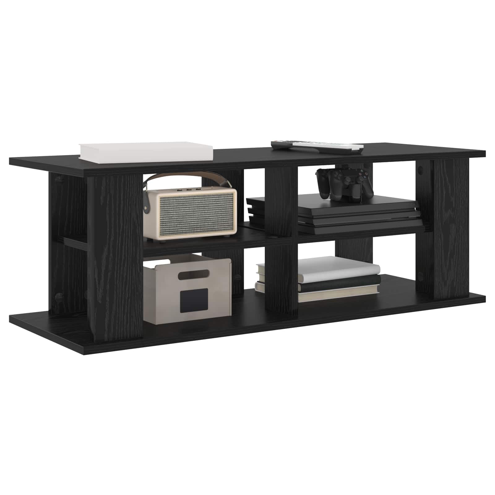Générique Szafka pod telewizor z drewna Ingenierie 96 cm czarna | Czysty design, półki do przechowywania, niski profil, do nowoczesnego salonu, sprzęt multimedialny