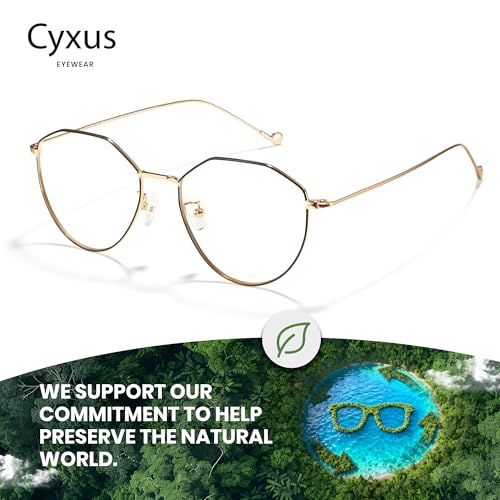 Image of Cyxus Blue Light Blocking Glasses Round Metal Frame Computer Glasses | Blue light blocking glasses featuring round metal frame, comfortable fit and versatile use for work, study and entertainment