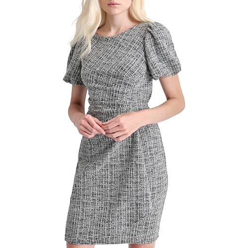 Image of DKNY Women's Short Sleeve Boat Neck Side Ruched Dress