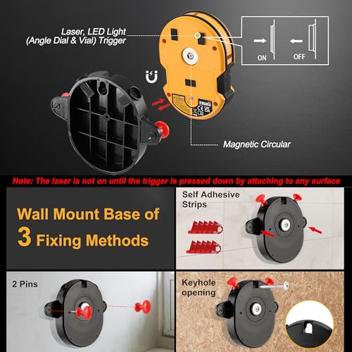 image for PREXISO Multi Surface Laser Level LED Light Vial, 30Ft Horizontal & Ve