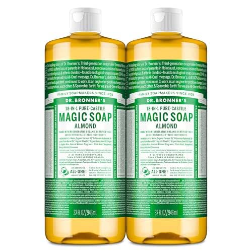 Dr. Bronner's Pure-Castile Magic Liquid Soap (Almond, 32 Ounce, 2-Pack)-