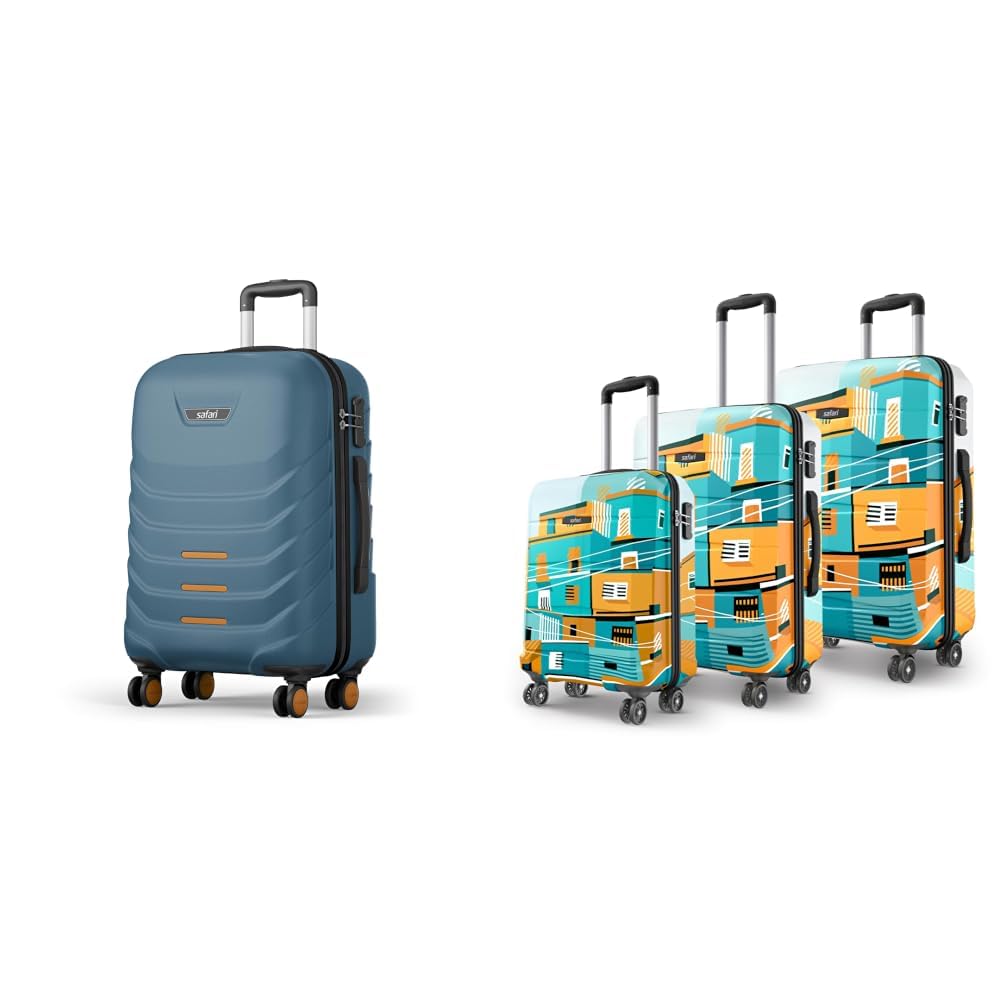 Crescent 8 Wheels 76cm Large Check-in Trolley Bag Hard Case Polycarbonate 360 Degree + Oasis 55, 65 & 77 Cms Polycarbonate Trolley Bag, Printed Cabin 8 Wheels Spinner Travelling Hard-image-22