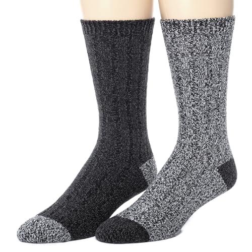 Cuddl Duds Mens 2 Pair Pack Classic Comfort Multicolor Assorted Easy Care Crew Socks