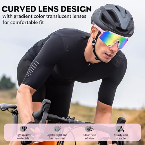 Gafas de ciclismo polarizadas antichoque con 5 lentes y cordón para evitar caídas 5