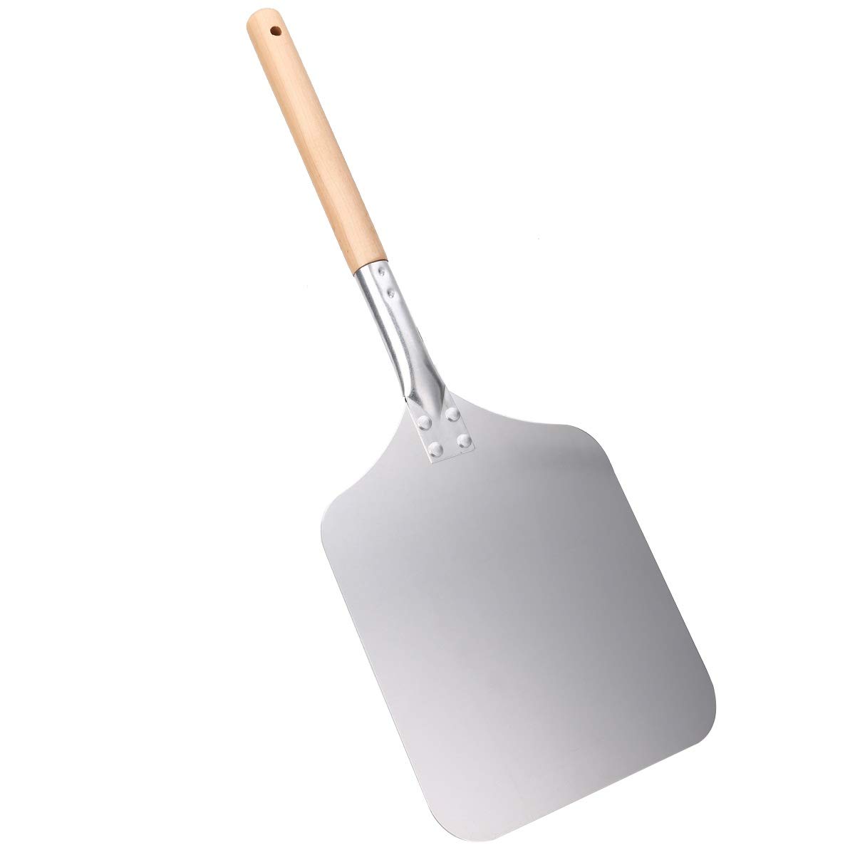 Obieraczka do pizzy, łopatka do pizzy długość 58 cm drewno aluminium obieraczka do pizzy mała kwadratowa łopatka do podnoszenia pizzy łopatka do pizzy łopatka do ciasta kuchnia pieczenie ciasta szer