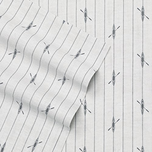 Image of Eddie Bauer - Twin Sheets, Cotton Percale Bedding Set, Crisp & Cool Home Decor, Dorm Room Essentials (Downstream, Twin)