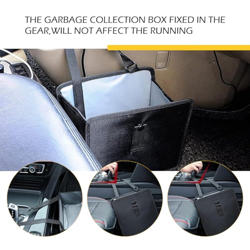 Ferianl Foldable Car Trash Can, Hanging Car Storage Bag with Waterproof Liner, Open-Top Garbage Can, Car Interior Accessories for Sedan SUV Truck RV (Black) - Thumbnail 5