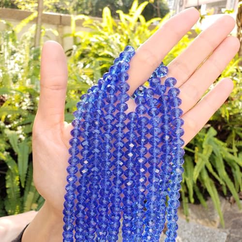 Image of 350pcs Czech Faceted Rondelle Crystal Glass Beads 8mm Bulk Sapphire Blue