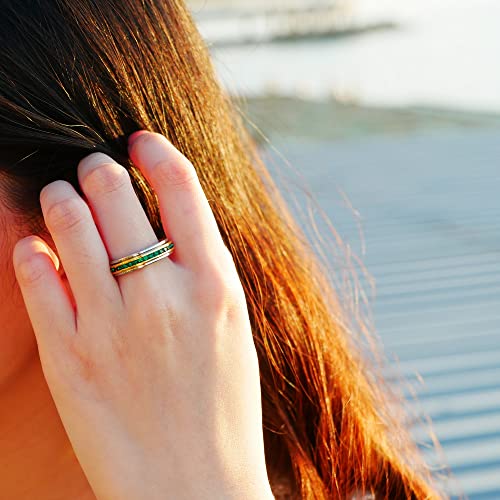 Image of Muses Art Design Fidget Rings, Anxiety Rings, Spinner Rings, Band Rings with Birthstone, Stainless Steel, Women and Men, Meditation Rings, Thumb Rings, Stress Relieving and Anxiety Reducing