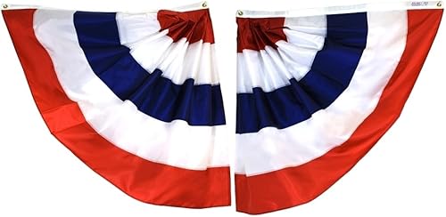 Annin Flagmakers Banderines plisados con la bandera de Estados Unidos, 3 x 3 pies (modelo 482100), azul, rojo, blanco