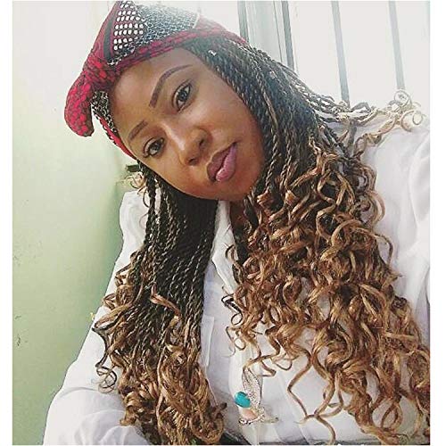 7 Packs Senegalese Twist Crochet Hair 24 Inch Crochet Senegalese Twist Crochet Braids With Curly Ends Synthetic Braiding Hair Extensions 30Strands/Pack (T1B/27#)
