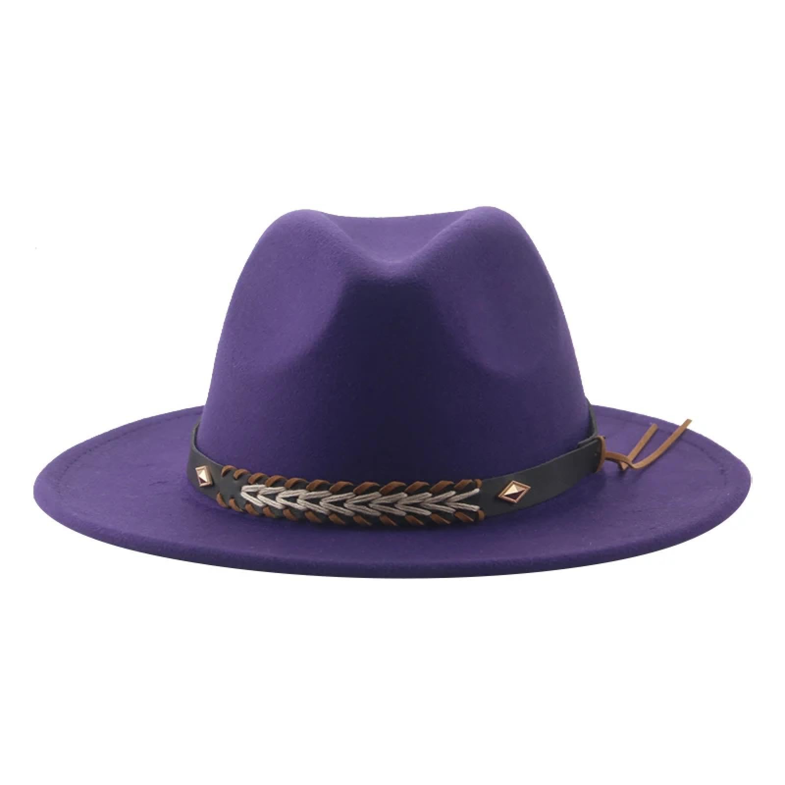 Fedora Trilby Sombrero De Vaquero Sombrero De Mujer para Mujer Gorras De Hombre Fedoras Sombrero De Panamá De Fieltro Vaquero Occidental Vintage Sólido