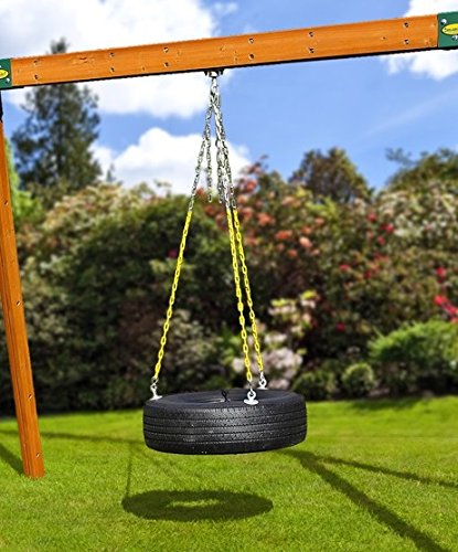 Eastern Jungle Gym Heavy-Duty 3-Chain Rubber Tire Swing Seat with Adjustable Coated Swing Chains, Tire Swivel, Snap Hooks, Mounting Hardware - Swing Set Accessories - Thumbnail 2