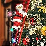 J.SCT-5 Electric Climbing Santa On Ladder, Santa Claus Climbing Ladder Doll,Electric Santa Claus...