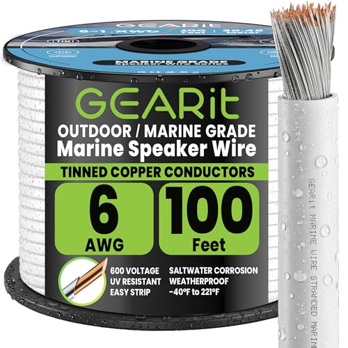 Image of GEARit 6 Gauge Marine Primary Wire 100 FT, Tinned Copper Electrical Wire