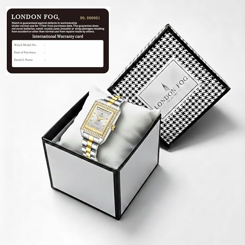 Image of London Fog Gresham Collection Watch for Women with Rectangular Dial, Crystal Hour Markers, Quartz Movement, Stainless Steel Strap and Water Resistant - LFW20002