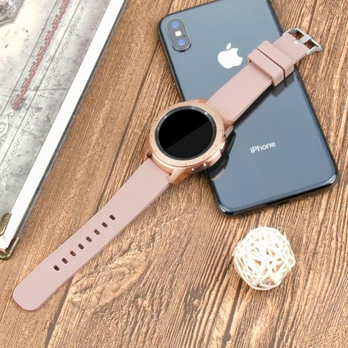 Image of INF Silicone Replacement Wrist Band Compatible with Samsung Galaxy Watch 42 mm SM-R810 /SM-R815, Soft Sport Strap for Women /Men, Breathable quick release with silver Metal Clasp