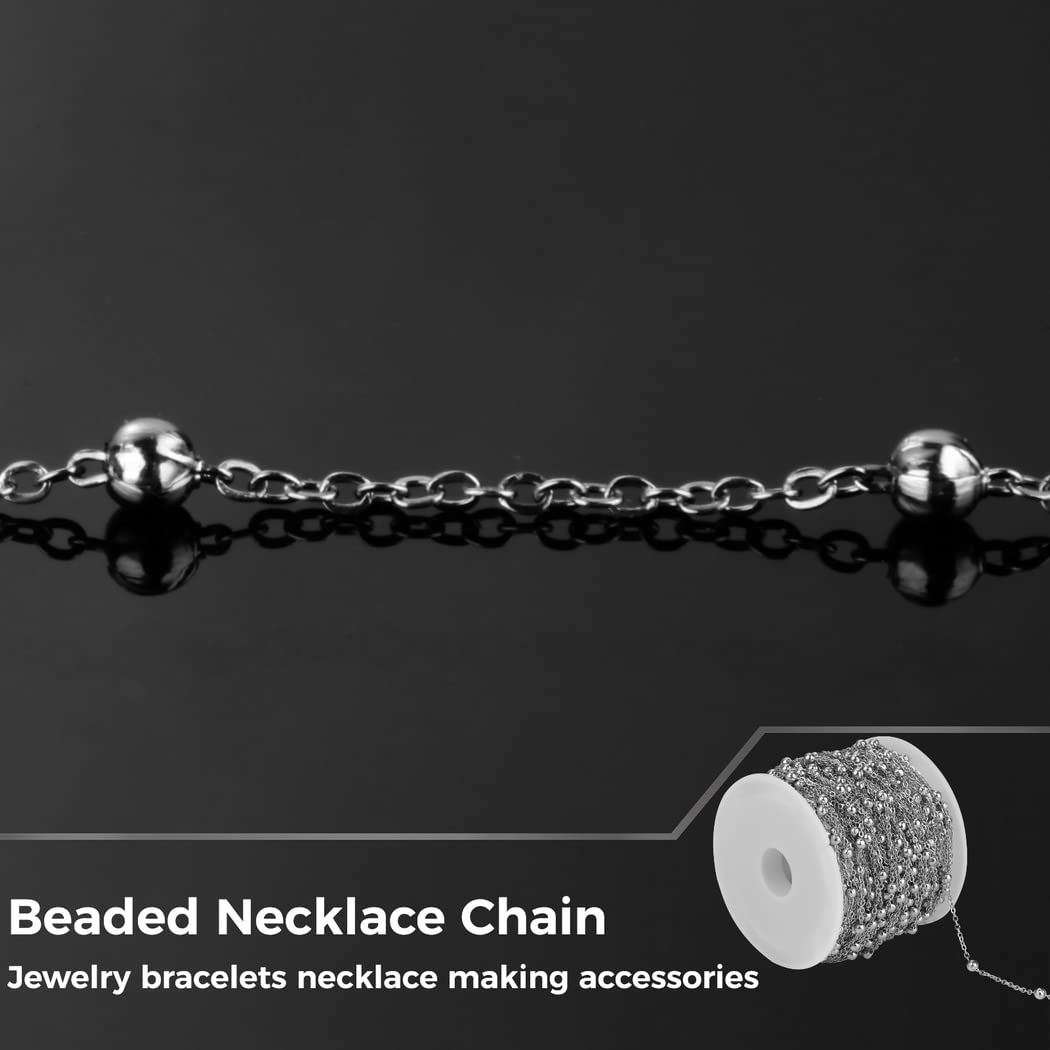 Schmuckkette 32,8 ft, DIY-Kettenglied-Kabelkette mit Verschlüssen und Biegeringen, für Halsketten, Armbänder, Fußkettchen, Taschen und Körperschmuck
