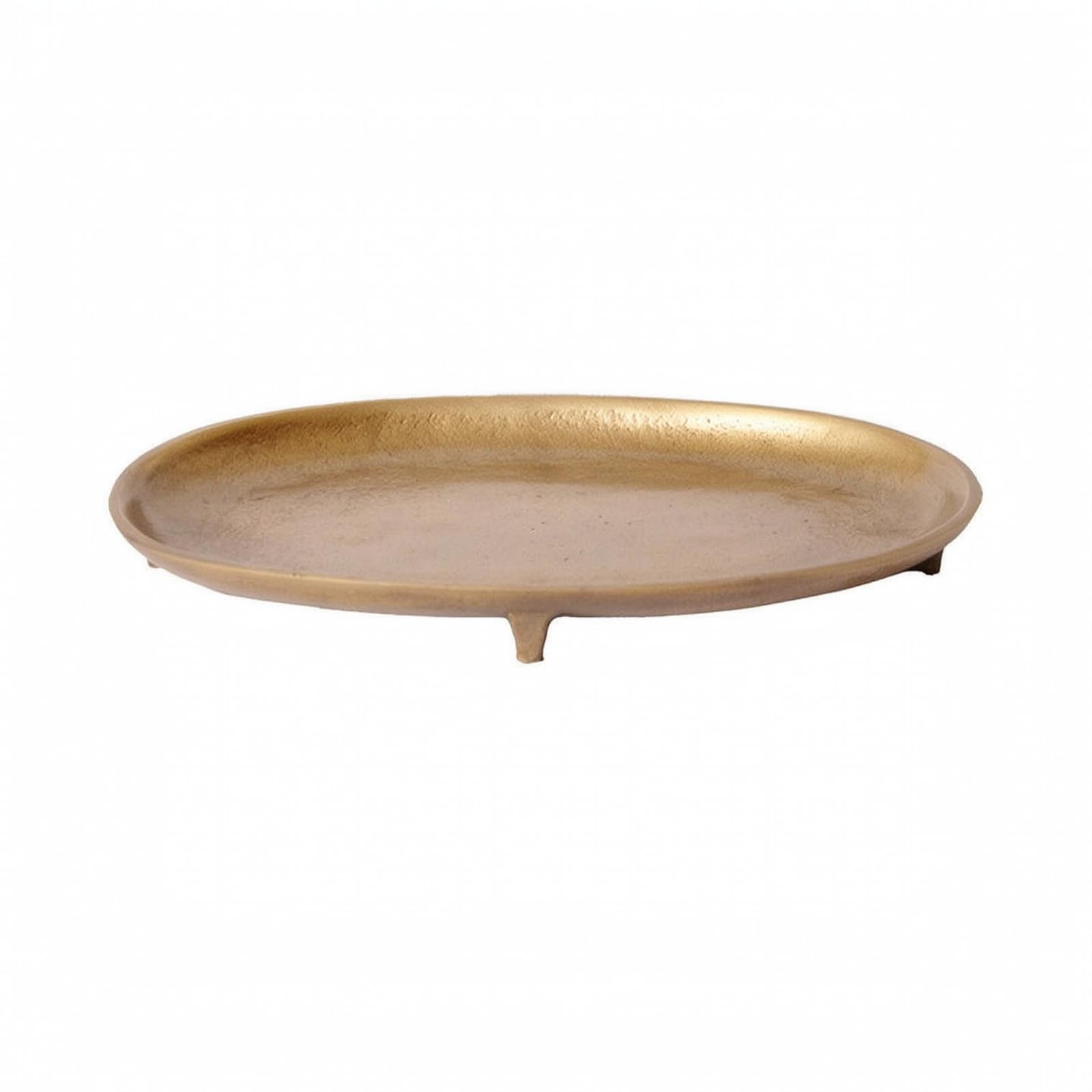 Milageto Bandeja Ovalada Aluminio Multiusos | Dorado Antiguo, Organizador Cosméticos, Compacta, Plato Joyería, para Tocador, Recibidor