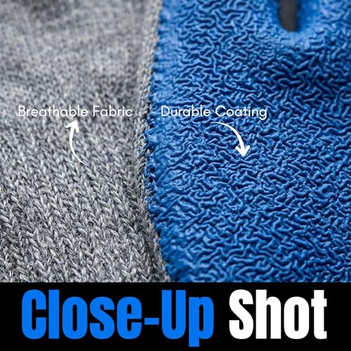 Image of Multipurpose Latex Crinkled Coating Anti Cut Work Safety Industrial Gloves, Hand & Fingers, Mechanical, Construction, Agriculture & Automotive - Durable & Comfortable (BLUEGREY-5PAIR)