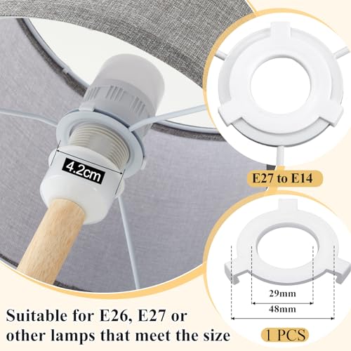 Weewooday 1 Set Fabric Lampshade for Ceiling Lights, Table Lamps and Floor Lamps, with E27 to E14 Adapter Ring, Modern Linen Lamp Shades for Living Room, Bedroom, Home Decoration(10 Inch,Dark Grey) - Image 4