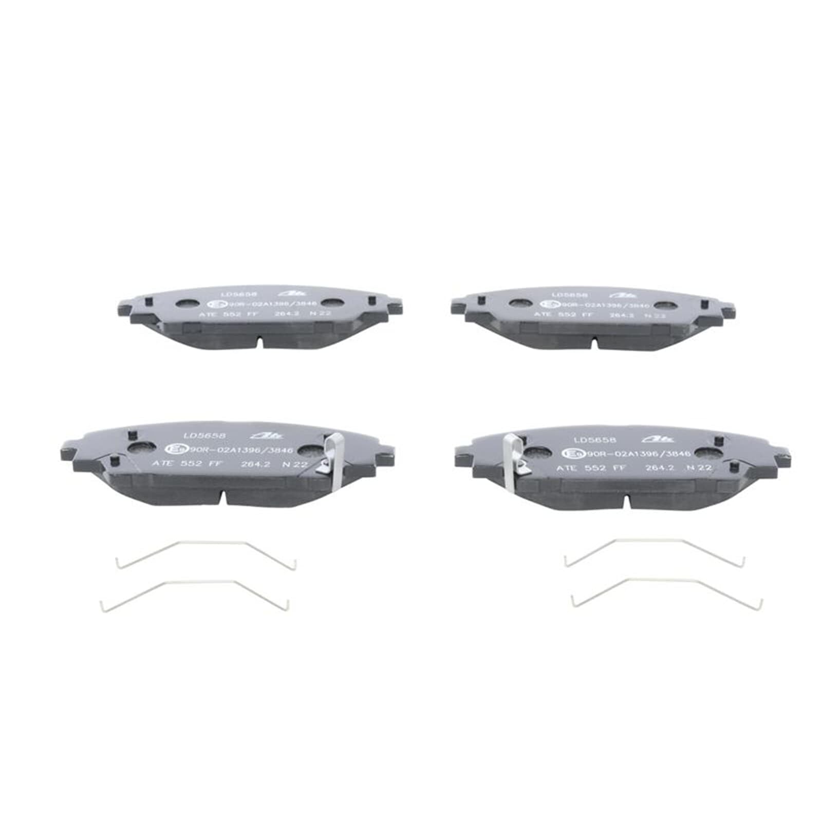 ATE Juego de pastillas de freno Delantero con avisador acústico de desgaste con accesorios 13.0470-5658.2 Juego de pastillas de freno Compatible con MAZDA 3 Hatchback BM, BN CX-3 DK CX-30 DM