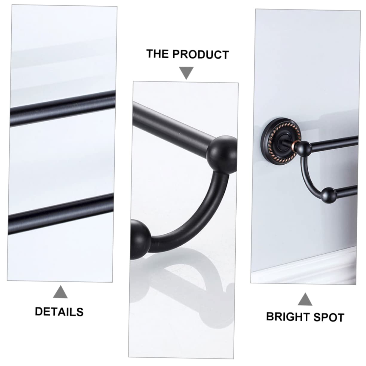 Cabilock Toallero De Baño De Diseño Moderno Toallero Doble De Pared Hecho De Latón Negro Soporte para Toallas Doble Barra para Toallas para Cocina y Baño