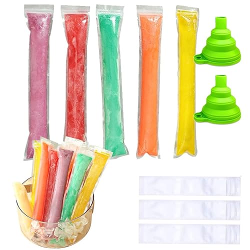 MellifluousIce PopsicleMoulds & Bags, Disposable BPA-Free Popsicle Maker with 2 Funnel, Party Favors