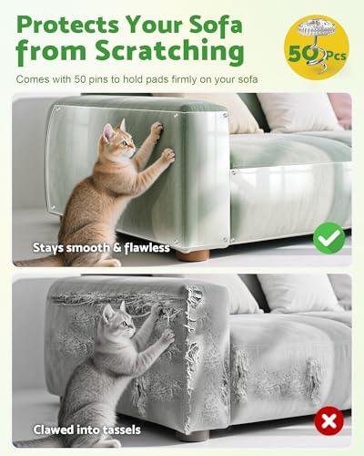 Gimars Verdickte 5m x 30cm Kratzschutz Sofa Katze, Kratzfolie Katzen Selbstklebend Transparent, Anti Kratz Folie für Katzen, Kratzschutz Tape für Möbel, Couch, Tür & Wand, Sofaschutz Katze