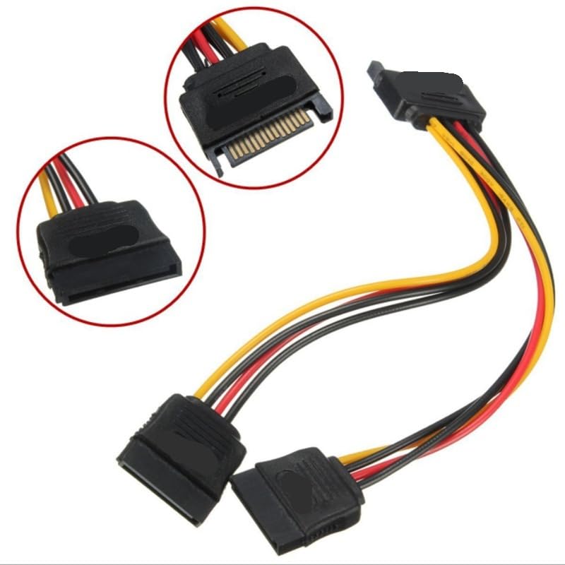 Cable de alimentación SATA II 15Pin macho a 2 hembra 20 cm miniatura 3