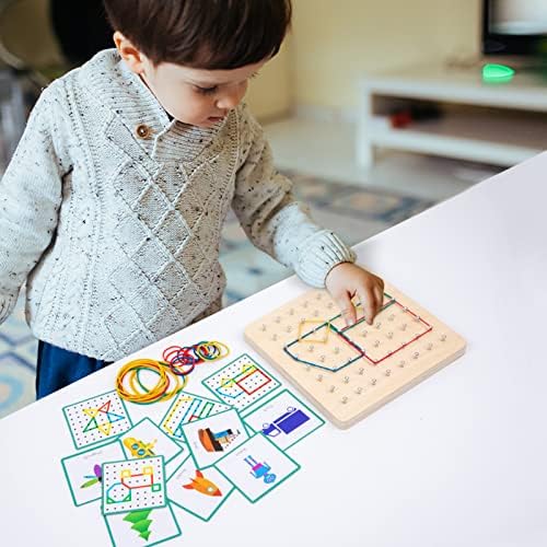 Auvewilo Wooden Geoboard with Rubber Bands, Montessori STEM Educational Toys for Kids, Geometry Learning and Spatial Reasoning 8 51jTLN8MqVL. AC