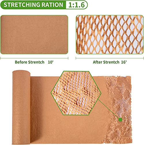 12"X164' Bubble Honeycomb Paper Wrap Breakables Packing Packaging Roll Materials For Fragile Items, Packing Paper For Moving Shipping Dishes And Glasses Brown #TOP2