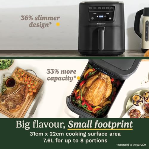 Image of Cuisinart XL 7.6L Air Fryer | 7 Functions | PFAS-Free /Chemical-Free Cooking | 36% Slimmer and 33% more capacity | Large Capacity Fits 2.2kg Chicken + sides | Digital Touch Screen | Dishwasher Safe