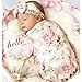 Galabloomer Baby Girl Newborn Receiving Blanket with Headband Set Baby Swaddle Nursery Swaddle Wrap with Card (Vintage Flower)