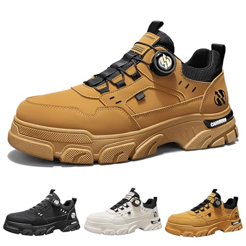[Firmiarii] スニーカー メンズ 厚底 ローカット ワークブーツ 厚底 ダイヤル式 5cm身長アップ 防水 カジュアル シューズ 運動靴 スポーツ ランニングシューズ 耐摩耗 軽量 通気 滑り止 おしゃれ 作業靴 靴紐を結ぶ必要もない