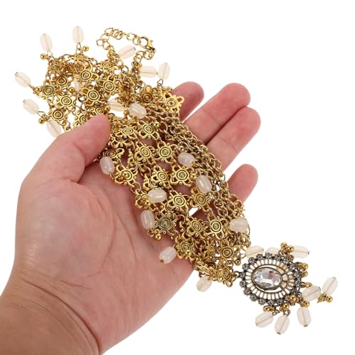 Cinturón de cadena de cintura boho Yardwe con borlas y rhinestones para mujer 4