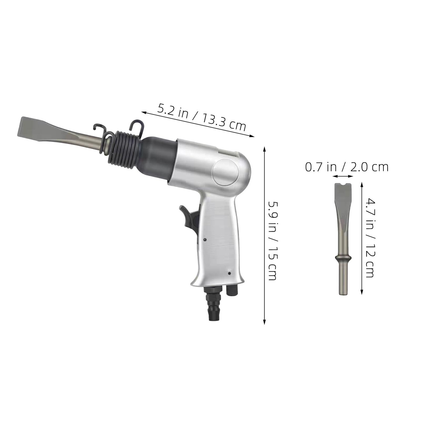 Mipcase Martello Pneumatico Percussione per Meccanici Automobilistici Set di Scalpelli Pneumatici per Rimozione Ruggine da Metalli Pesanti Utensile Pneumatico Corpo in Lega e Punta Trattat