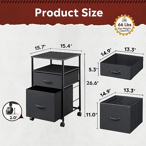 Mobile File Cabinet for Home Office - Black