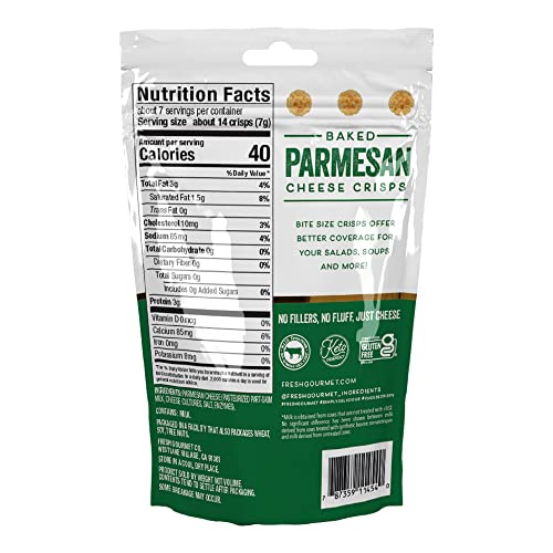 Image of Fresh Gourmet Cheese Crisps 1.76 oz, 100% Real Cheese, Keto Friendly, Great for Snacking and Salad Topper, Parmesan,1.76 Ounce (Pack of 12)