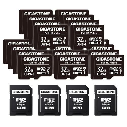 GIGASTONE Carte Mémoire 32 Go Lot de 20 Cartes, Full HD Video, Compatible avec Surveillance Caméra de sécurité, Caméra d'action, Drone, Haute Vitesse...
