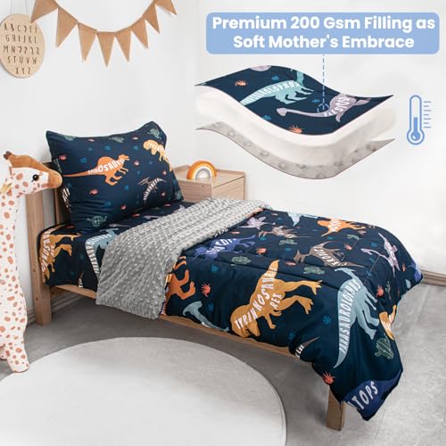 Image of 4 Piece Toddler Bedding Set, Plush Minky Crib Bedding Set
