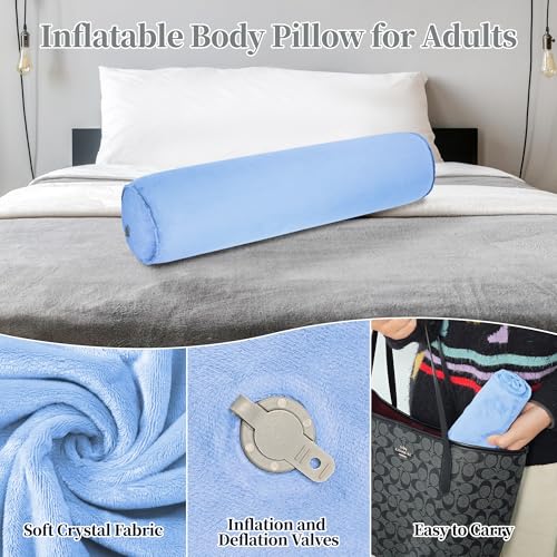 Almohada inflable cuerpo 120 cm cilíndrica azul miniatura 5